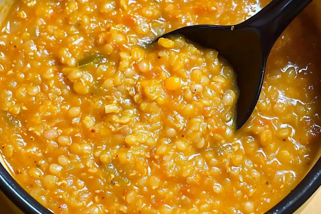 cheesy red lentil soup​ dish