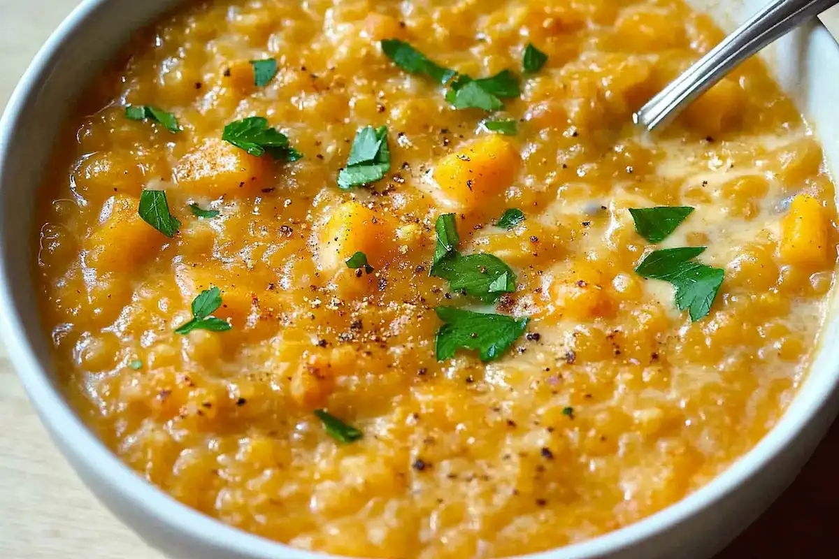 Cheesy Red Lentil Soup