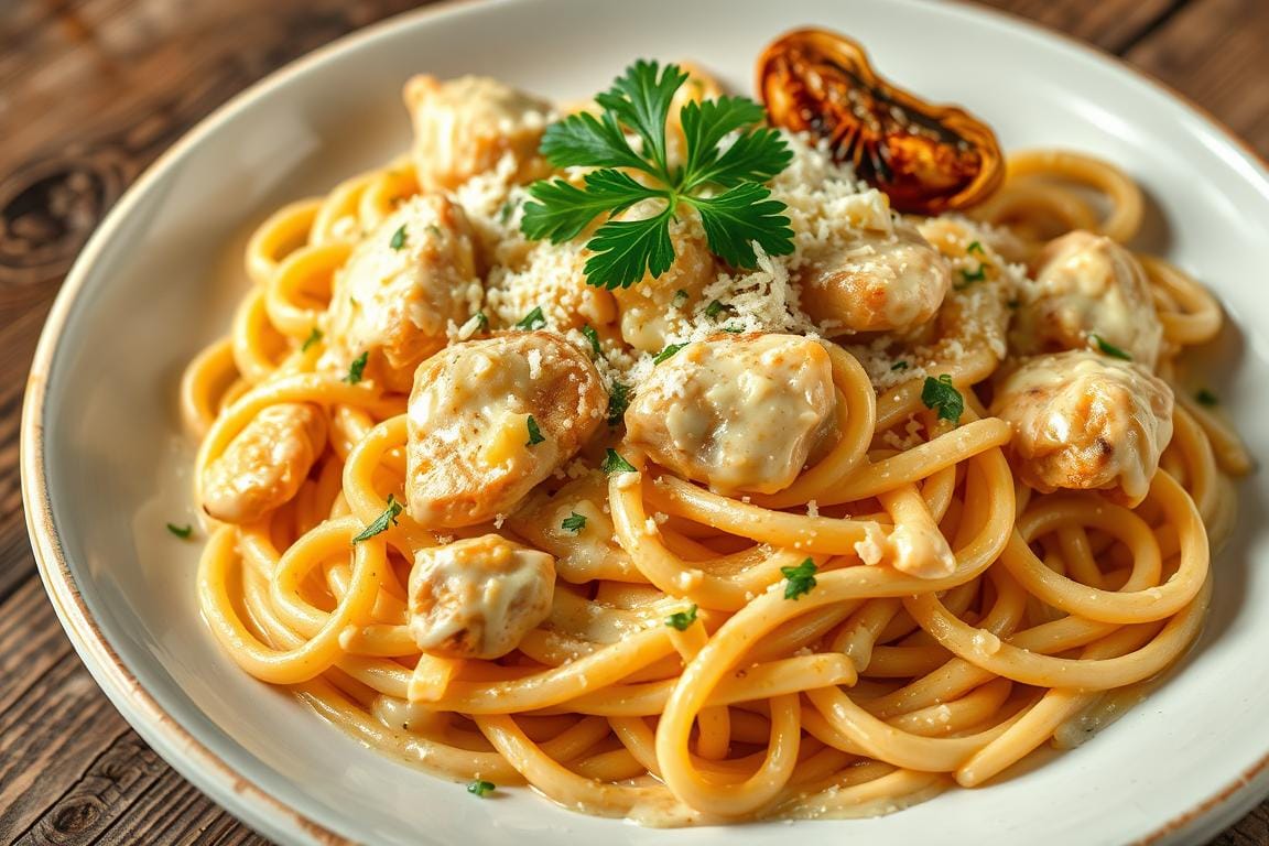 garlic parmesan chicken pasta​